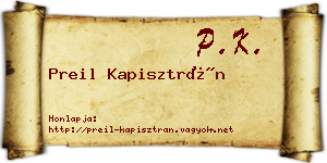 Preil Kapisztrán névjegykártya